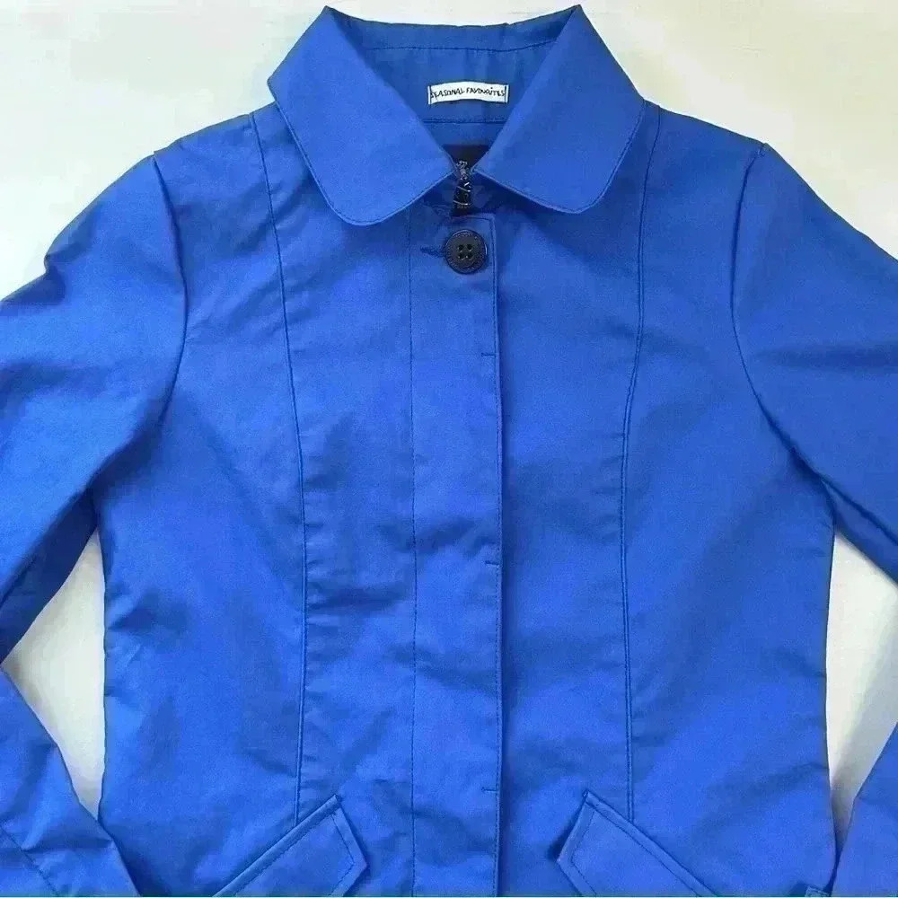 Scotch & Soda Trench Coat Lightweight Utility Jacket Cotton Cobalt Blue XS NEW - Picture 12 of 16